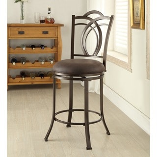 Linon Khalifah Brown Seat Metal Swivel Counter Stool