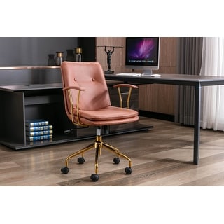 Porthos Home Tilly Office Chair, PU Leather, Gold Chrome Roller Base