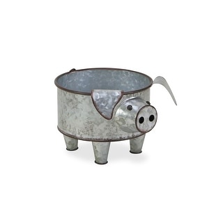 Gray Galvanized Metal Piglet Planter