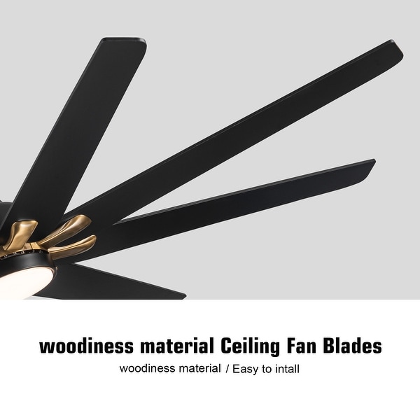 72 In. Large Antique Black Industrial Wooden Large Ceiling Fan With LED Light and Remote Control - 72 inches