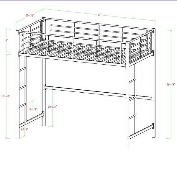 Middlebrook Abner White Metal Full Size Loft Bed