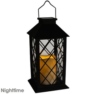 Sunnydaze Concord Outdoor Solar LED Candle Lantern - Set of 2 - 11-Inch
