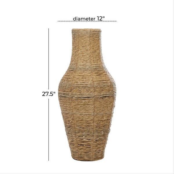 Natural Brown Open Weave Seagrass Bohemian Vase Collection