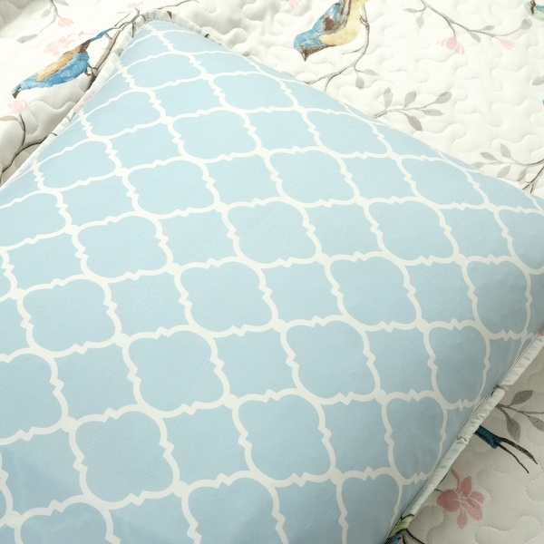 Lush Decor Botanical Bird And Flower Oversized Reversible Quilt Set