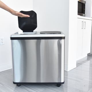 Halo 16 Gallon Dual-Compartment Stainless Steel Sensor Recycle Bin/Trash Can