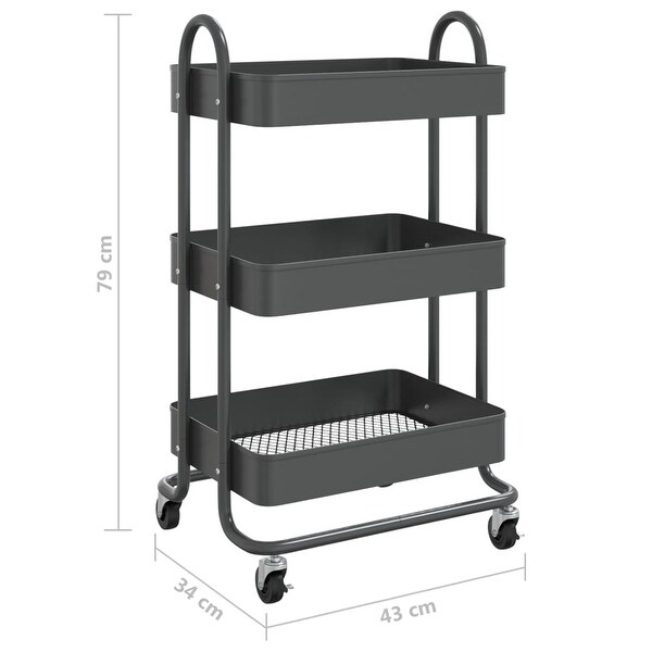 vidaXL Trolley 3-Tier Kitchen Trolley Kitchen Island Storage Utility Cart - 16.9" x 13.4" x 31.1"