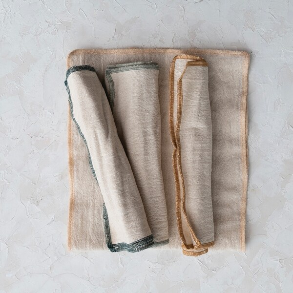 Cotton Double Cloth Burp Cloths with Embroidered Edge - 24.0"L x 10.0"W x 0.3"H