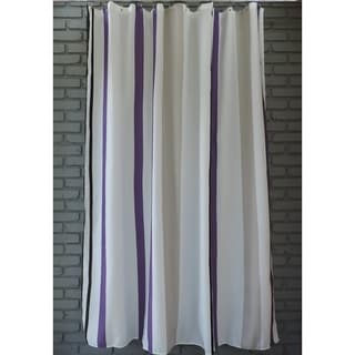 Gamma Extra Long Shower Curtain 78 x 72 Inch Purple and Gray Stripes Fabric