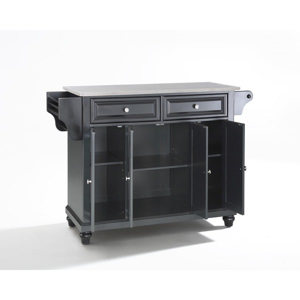 Cambridge Stainless Steel Top Kitchen Island in Black Finish