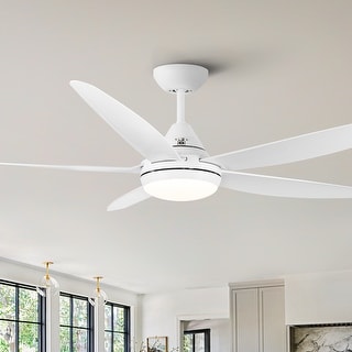 Ceiling Fan with Remote Control, 56" Dimmable Ceiling Fans with Reversible Motor, Modern Ceiling Fan for Indoor & Outdoor-White