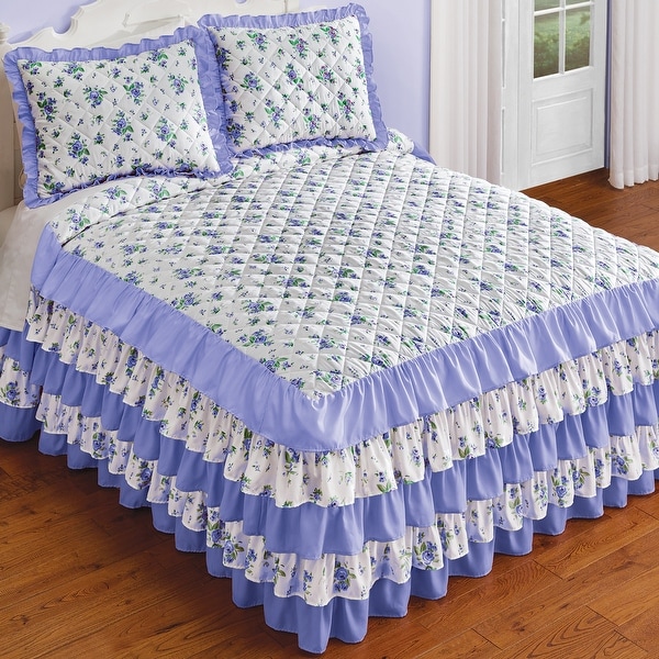 5 Tier Luxurious Rosebud Ruffled Bedspread