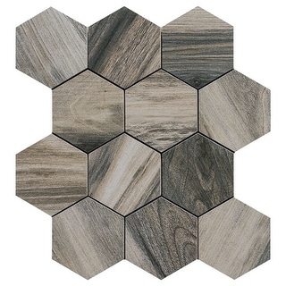 The Tile Life Montauk 4" x 4" Teak Porcelain Mosaic Wall Floor Tile