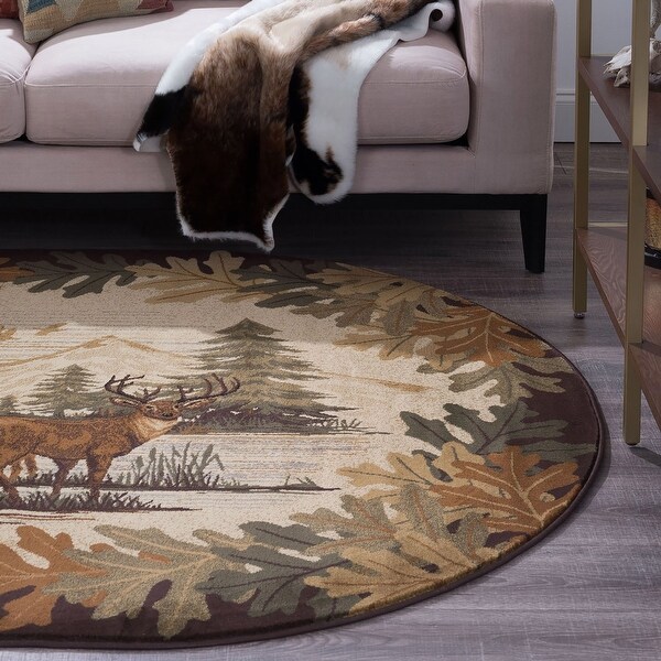 Natural Lodge Novelty Graphic Indoor Area Rug