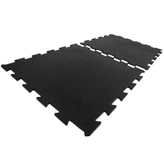 Rubber-Cal "Armor-Lock" Interlocking Rubber Mat Tiles - 3/8 in x 2 ft x 2 ft - Black - 24x24