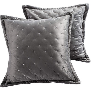 DriftAway Velvet Decoration Euro Shams Quilted Throw Pillow Sham Cushion Cover 2 Pieces