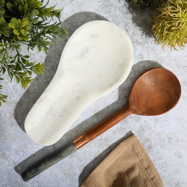 Laurie Gates White Marble Spoon and Cooking Utensil Rest
