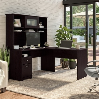 Cabot 60W L Shaped Computer Desk with Hutch by Bush Furniture