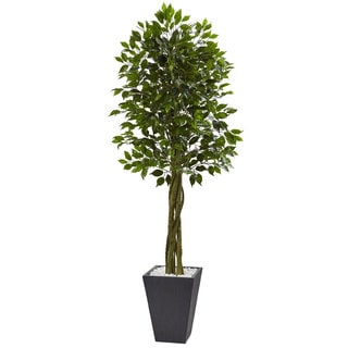 Nearly Natural Grey 6.5-foot Ficus Tree Indoor or Outdoor Planter
