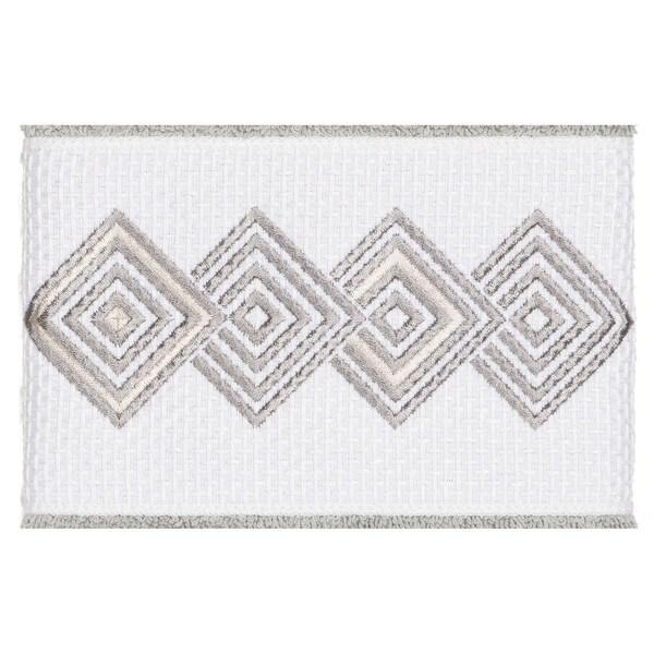 Authentic Hotel and Spa Turkish Cotton Diamonds Embroidered Light Grey Hand Towel
