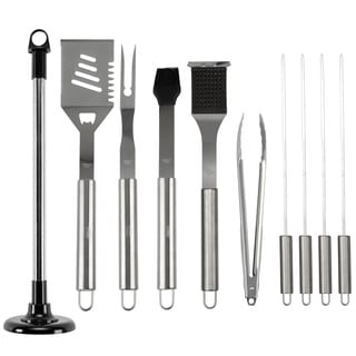 Cheer Collection 10 Piece Stainless Steel BBQ Set with Carousel