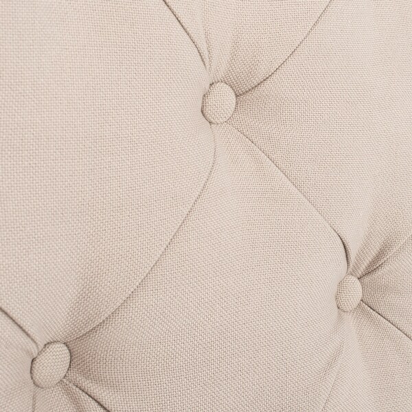 SAFAVIEH Arebelle Taupe Linen Upholstered Tufted Headboard - Silver Nailhead (Queen)