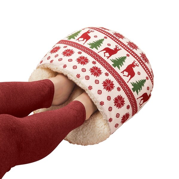 Sherpa Fleece Lined Foot Warmer with Nordic Deer
