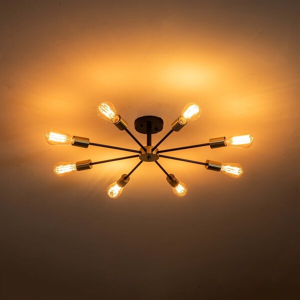 Modern Vintage Glam Metal Sputnik Semi - Flush Mount Ceiling Light