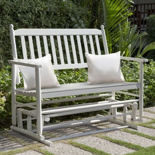 VEIKOUS 2-Person Wooden Outdoor Patio Glider Rocking Chair Swing Chair