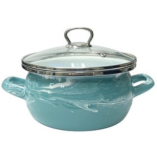 STP Goods 4.2-qt Shake Turquoise and White Enamel on Steel Pot