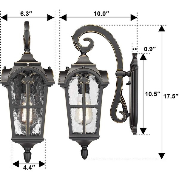Dusk to Dawn Sensor Outdoor Wall Mounted Light with Water Glass Shade