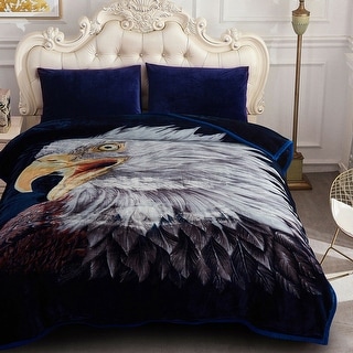 Heavy Fleece Blanket Animal Reversible Plush Queen Eagle 1