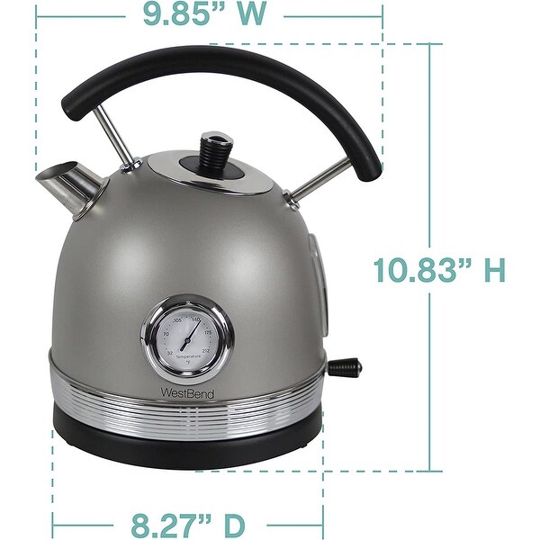 West Bend Electric Kettle Retro-Styled Stainless Steel 1500 Watts with