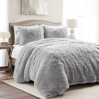 Lush Decor Emma Faux Fur Cozy Super Soft Oversized Duvet Cover 3Pc Set