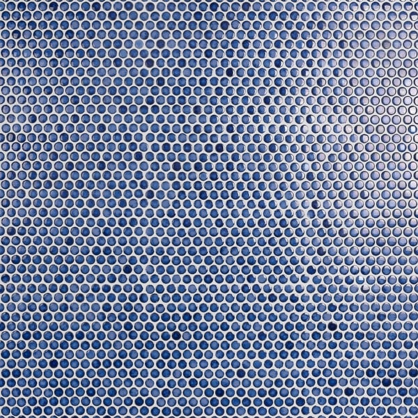 Merola Tile Hudson Penny Round Glossy Sapphire 12" x 12.63" Porcelain Mosaic Tile