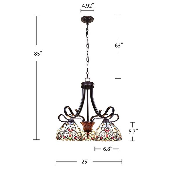 Tiffany-Style Victorian-Design 5-light Dark Bronze Pendant