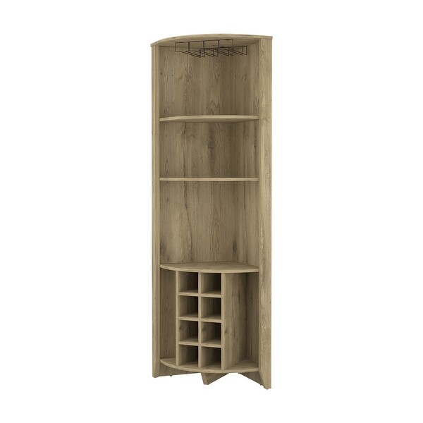 Kitchen 8-Bottle 5-Shelf Corner Bar Cabinet