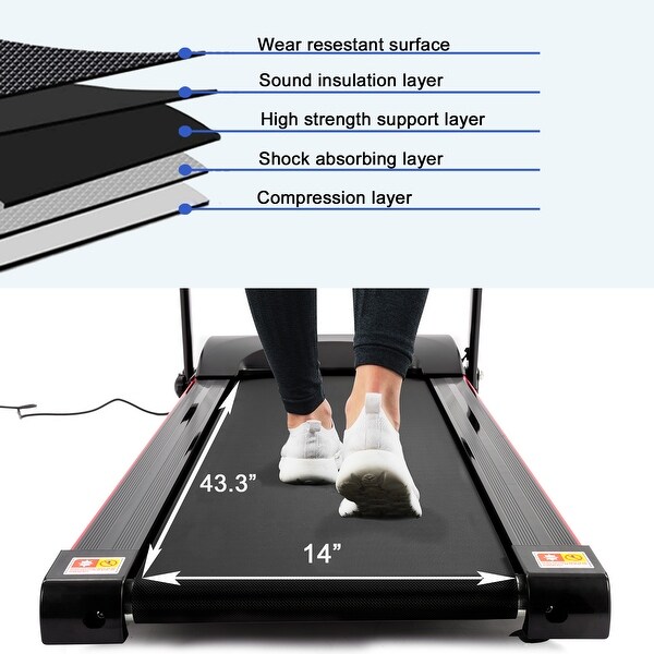 2.5HP 12KM/H Home Folding Electric Treadmill with Incline Adjustment, Bluetooth Music