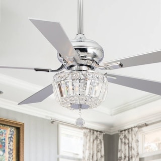 52-inch Chrome 2-Light Crystal Ceiling Fan with Remote