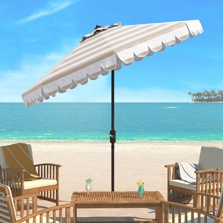 SAFAVIEH Maui Single Scallop Striped 9 Ft Crank Umbrella