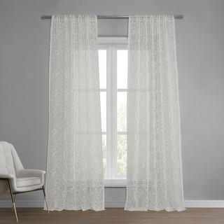 Exclusive Fabrics Paris Scroll Patterned Faux Linen Sheer Curtain (1 Panel)
