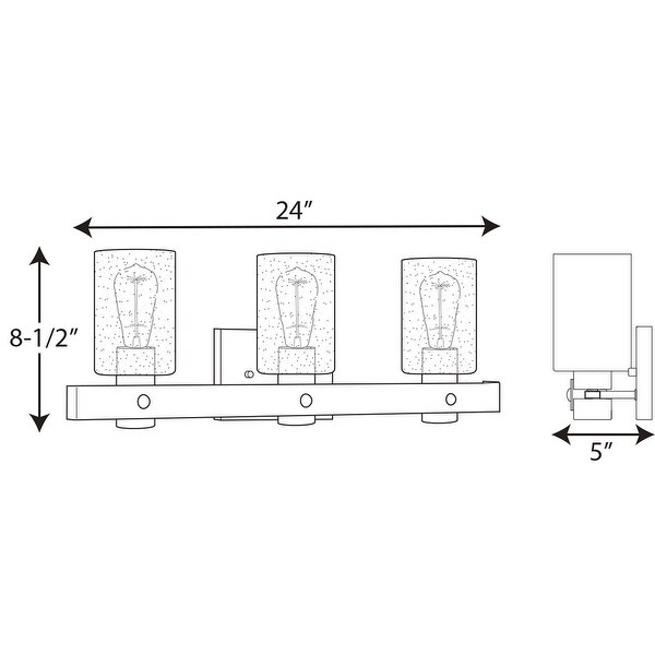 Gulliver Collection Three-Light Graphite Clear Seeded Glass Coastal Bath Vanity Light - 8.5" x 24" x 5"