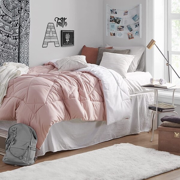 Silver Pink/White Reversible Twin XL Comforter
