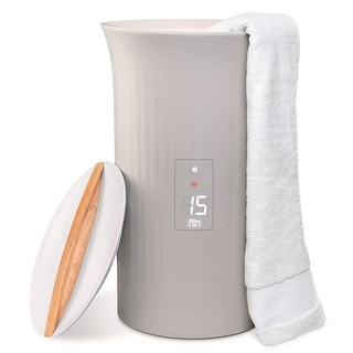 LiveFine Towel Warmer Large Bucket Style Luxury Heater with LED Display - Grey