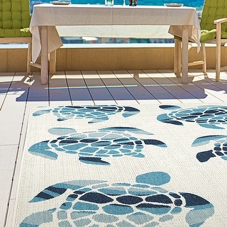 Ambrosi Sea Turtles Novelty Indoor/ Outdoor Area Rug