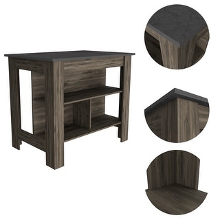Kitchen Island Cart with Wood Drop Leaf Breakfast Bar