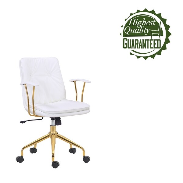 Porthos Home Tilly Office Chair, PU Leather, Gold Chrome Roller Base