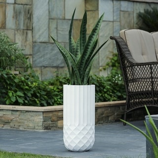 White MgO Tall Round Planter, Indoor and Outdoor