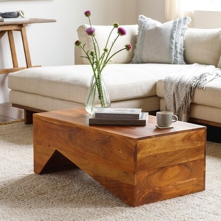 Asma Modern Angular Wooden Coffee Table - 15"H x 39"W x 22"D