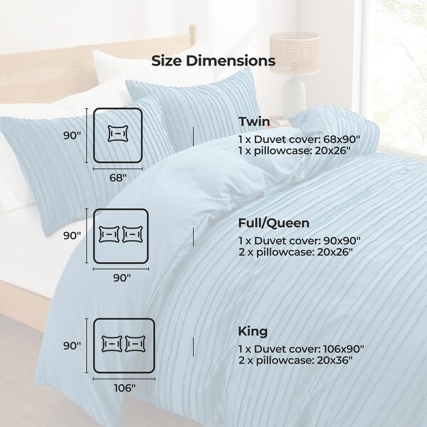 Polyester Clipped Geometric Stripe Duvet Cover & Pillowcase Set