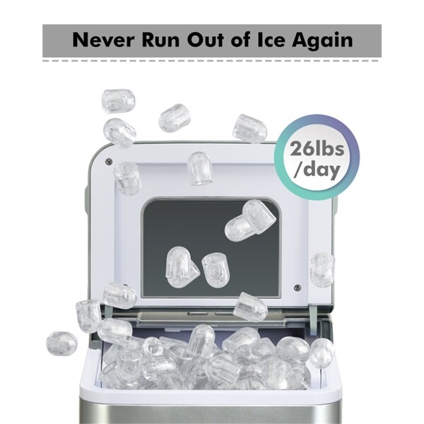 26lbs/24h Portable Countertop Ice Maker Machine Ice Maker with Scoop